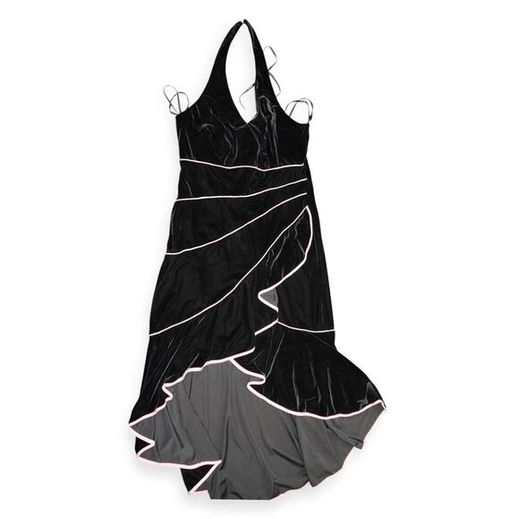 Y2K Velvet Halter Dress with Pink Piping Blondie Nites by Linda Bernell 16W - Picture 10 of 14